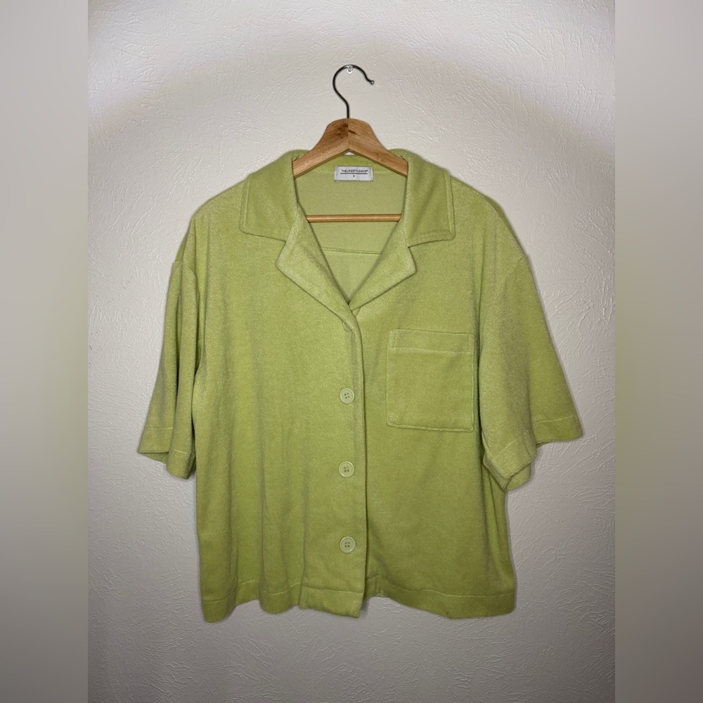 Two Piece Shorts Set Spring Green Terry Sleep or Beach Wear